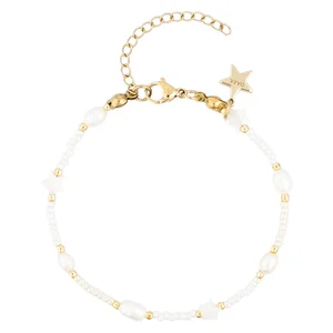 DARK Glass Bead Bracelet Mop Star & Pearls Off White v:1811994