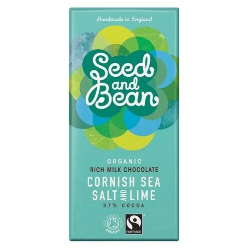 Seed & Bean melkesjokolade Cornish Sea Salt & Lime – 85 g v:4103765