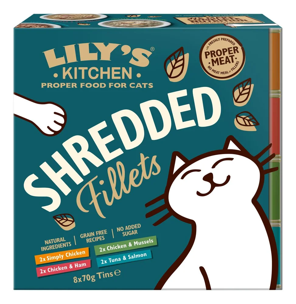 Lily´s Kitchen våtfôr til katter, Shredded Fillets Tins Multipack – 8 stk. v:3878886 Lily´s Kitchen våtfôr til katter, Shredded Fillets Tins Multipack – 8 stk. v:3878886