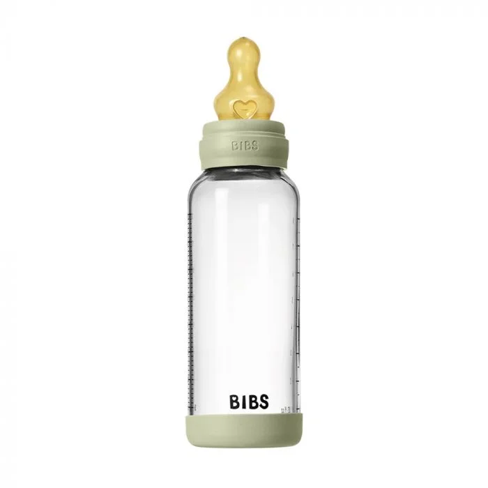 BIBS Glass Baby Bottle Round Latex Medium Flow Sage 240 ml v:9351753 BIBS Glass Baby Bottle Round Latex Medium Flow Sage 240 ml v:9351753