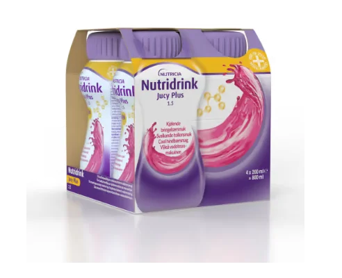 Nutridrink Jucy Plus 1,5 kcal kjølende bringebærsmak 4×200 ml v:8623974