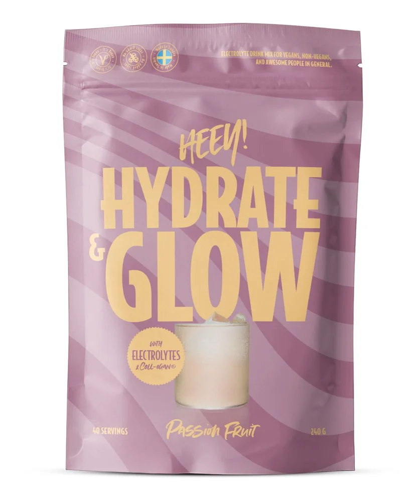 Heey! Hydrate & Glow Electrolytes + Coll-egan® – Passionfruit – 240 g. v:5036112 Heey! Hydrate & Glow Electrolytes + Coll-egan® – Passionfruit – 240 g. v:5036112