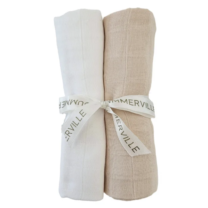 Summerville Muslin babyteppe sandshell + white 2 stk v:8698663 Summerville Muslin babyteppe sandshell + white 2 stk v:8698663