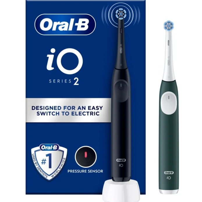 Oral-B iO 2 duo-pack elektriske tannbørster Night Black og Forest Green v:7829611 Oral-B iO 2 duo-pack elektriske tannbørster Night Black og Forest Green v:7829611