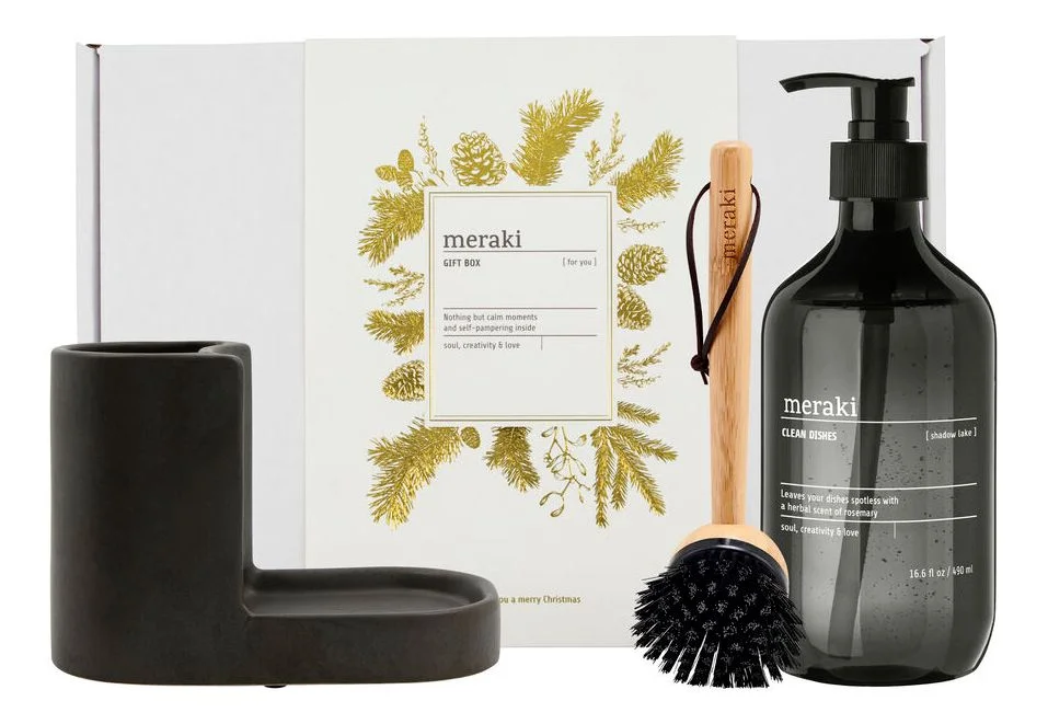 Meraki Gift box – dark grey holder + nature brush + shadow lake dish wash – 1 stk. v:5803520