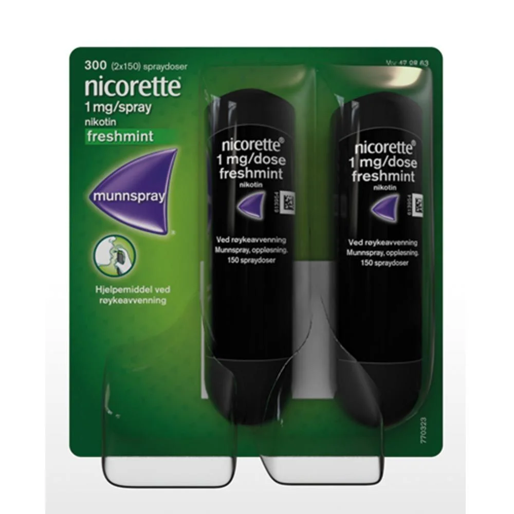Nicorette munnspray mintsmak 1mg/dosering - 2x150 doser v:7821094