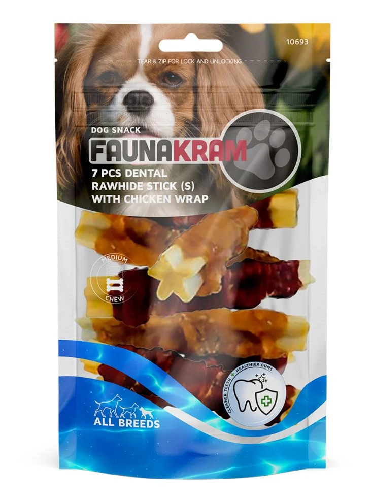 Faunakram dental sticks m. kyllingewrap, kornfri str. S – 110 g. v:4573199 Faunakram dental sticks m. kyllingewrap, kornfri str. S – 110 g. v:4573199
