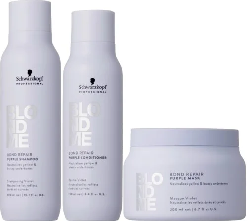 Schwarzkopf Professional BLONDME Purple Bundle Shampoo 300 ml & Conditioner 250 ml & Mask 200 ml v:6950898