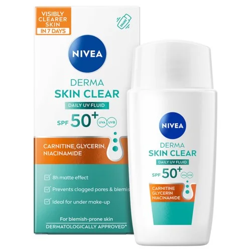NIVEA Derma Skin Clear Daily UV Fluid SPF 50+ 40 ml v:8137545