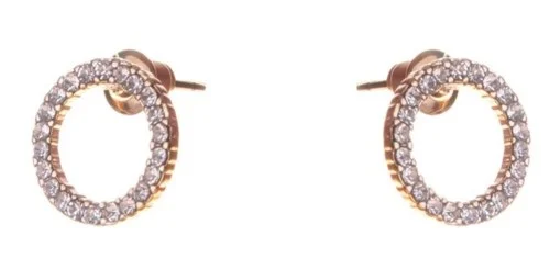 Dazzling Earrings Col Round Circles With Clear Crystals Gold v:2041831