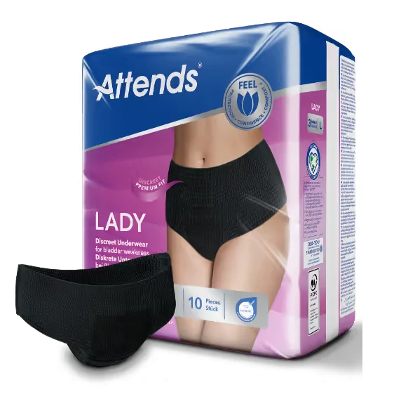 Attends Lady Discreet Underwear buksebleie 3L sort 10 stk v:7063995