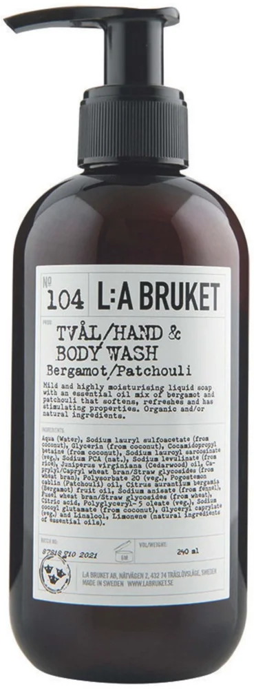 L:a Bruket Hand & Body Wash 104 Bergamot/Patchouli 240 ml v:4444499