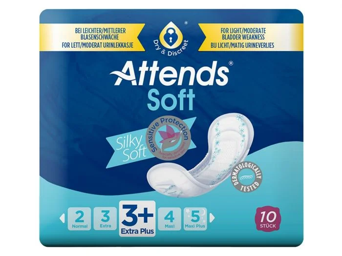 Attends Soft 3+ Extra Plus bind til urinlekkasje 10 stk v:2776219