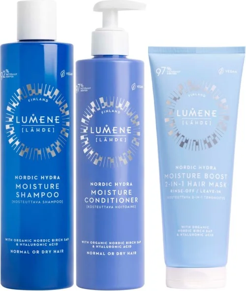 Lumene Nordic Hydra Moisture Bundle Shampoo 300 ml & Conditioner 290 ml & Hair Mask 200 ml v:5535509