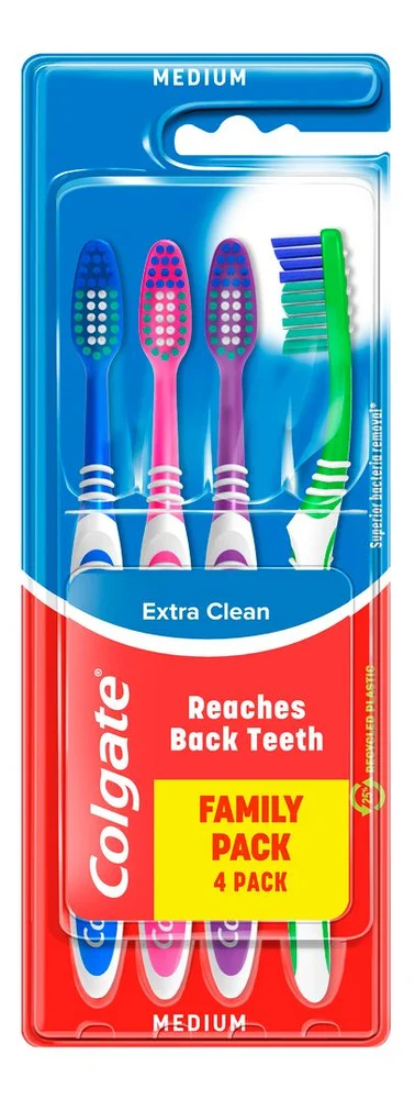 Colgate Extra Clean Medium Tannbørster 4-pakk v:5787150