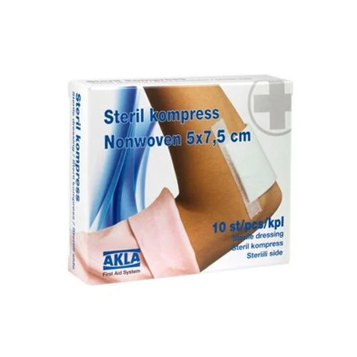Akla Steril Kompress – Non-woven – 5 x 7,5 cm – 10 stk v:2439252