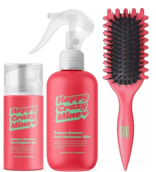 Happy Crazy Mine Bounce Bounce Curl Definer Gel 100 ml + Curl Activator Mist 200 ml + Curly Brush v:6745771