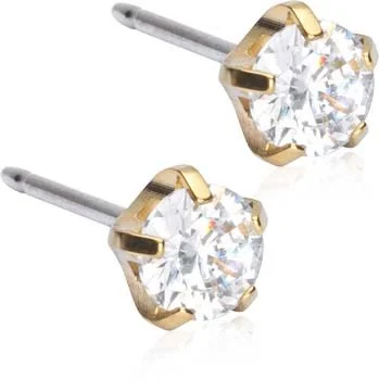 Blomdahl Golden Titanium Tiffany Precious, CZ White 5 mm v:8596531 Blomdahl Golden Titanium Tiffany Precious, CZ White 5 mm v:8596531