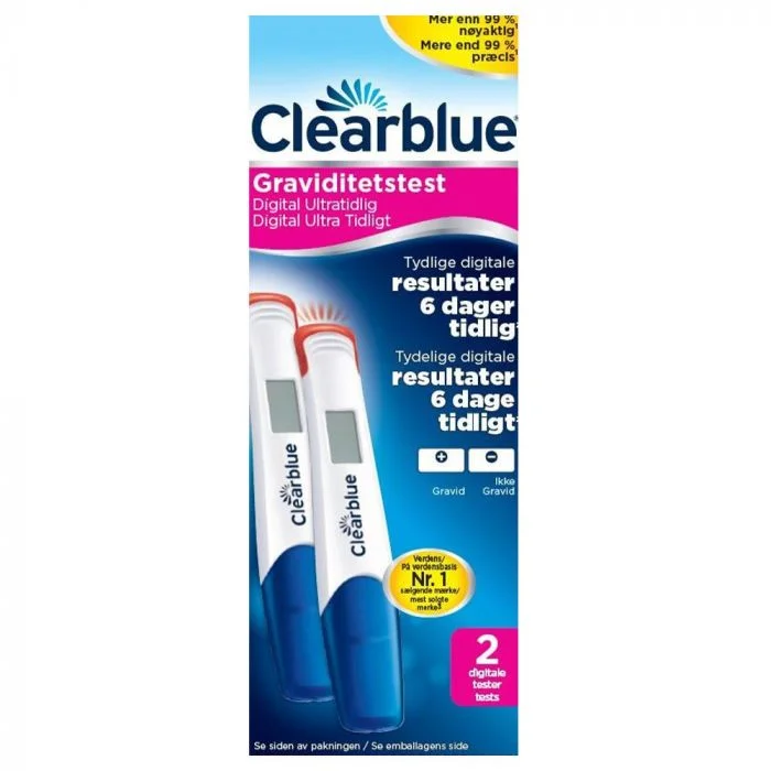Clearblue digital ultratidlig graviditetstest 2 stk v:7982082 Clearblue digital ultratidlig graviditetstest 2 stk v:7982082