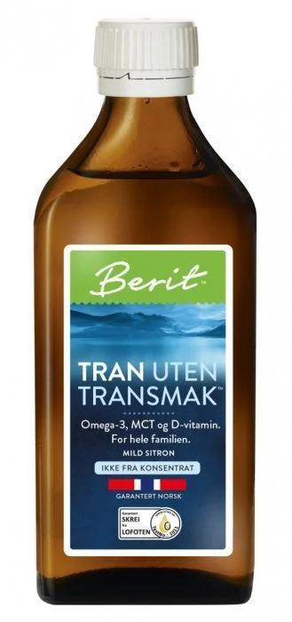 Berit Nordstrand Tran uten transmak med Omega 3, MCT og vitamin D – 250 ml v:3017210