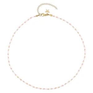 DARK Glass Bead Necklace Light Rose Mix 2mm v:8205540