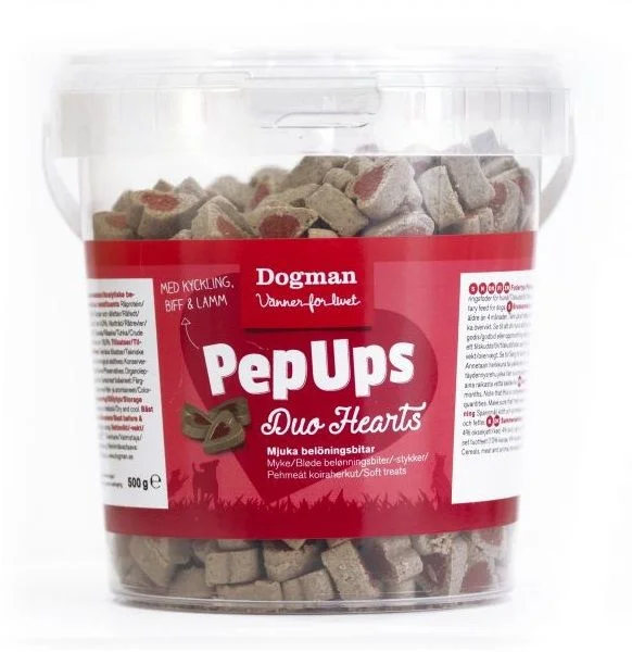 Dogman PepUps Duo Hjerter 3 smaker 500g v:6358230