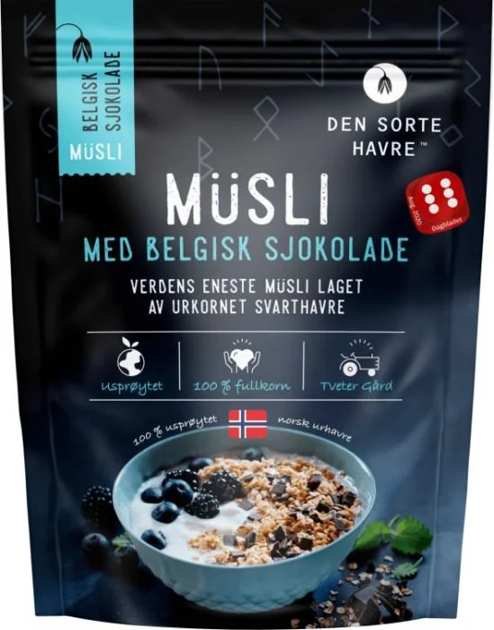 Den Sorte Havre müsli belgisk sjokolade v:6380756