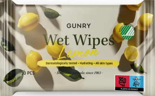 Gunry Wet Wipes Lemon 10 stk v:3983240